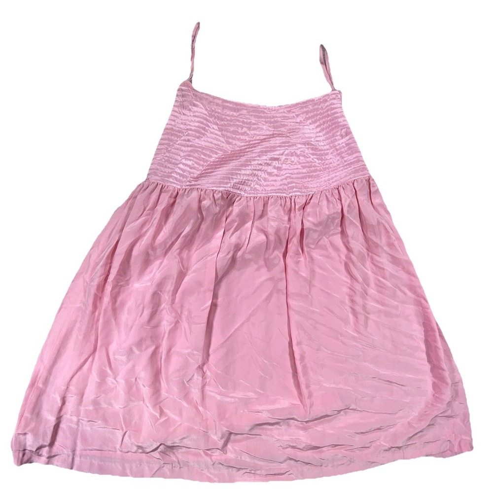 Vintage Cami Mini Dress Womens Medium‎ Pink Pure Silk Lined Sleeveless Sleepwear
